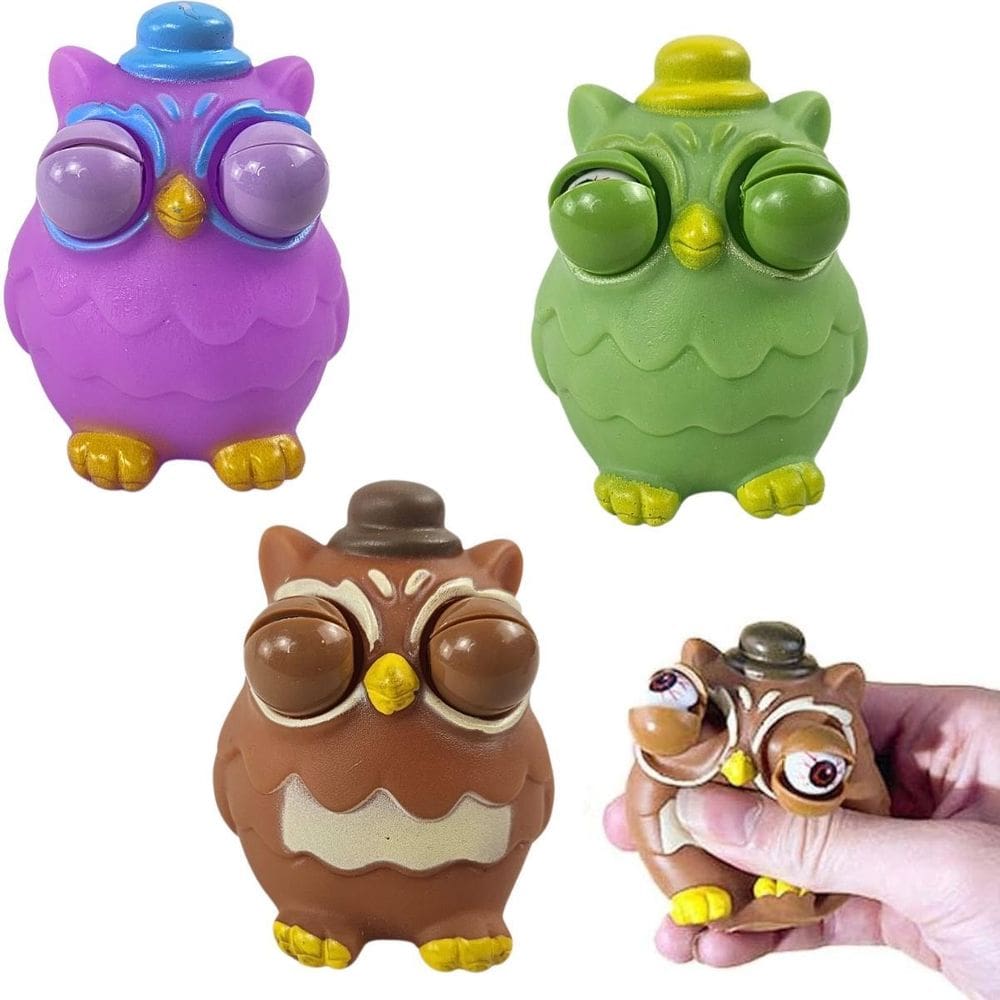 Brinquedo Corujinha Zoiudinha Aperta Abre Olhos - Castela