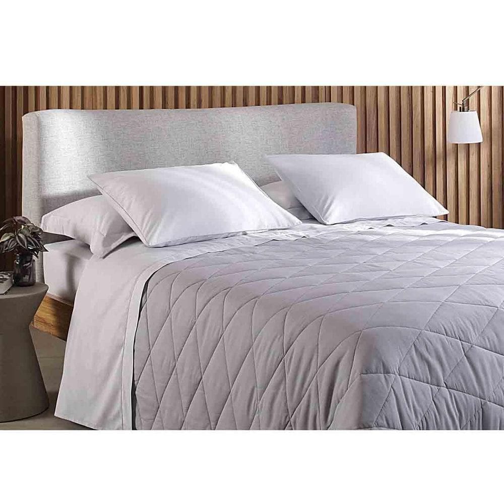 Jogo Cama Queen 180 Fios Basic Percalle Cinza Buddemeyer