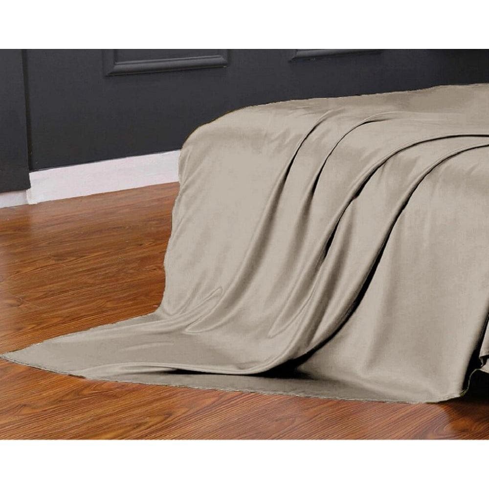 Lençol Superior Avulso Casal Padrão Cetim Seda Bege Brilho