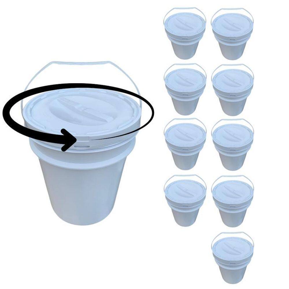 Balde Para Ração 20L Tampa Rosqueavel - Kit 9 Pçs
