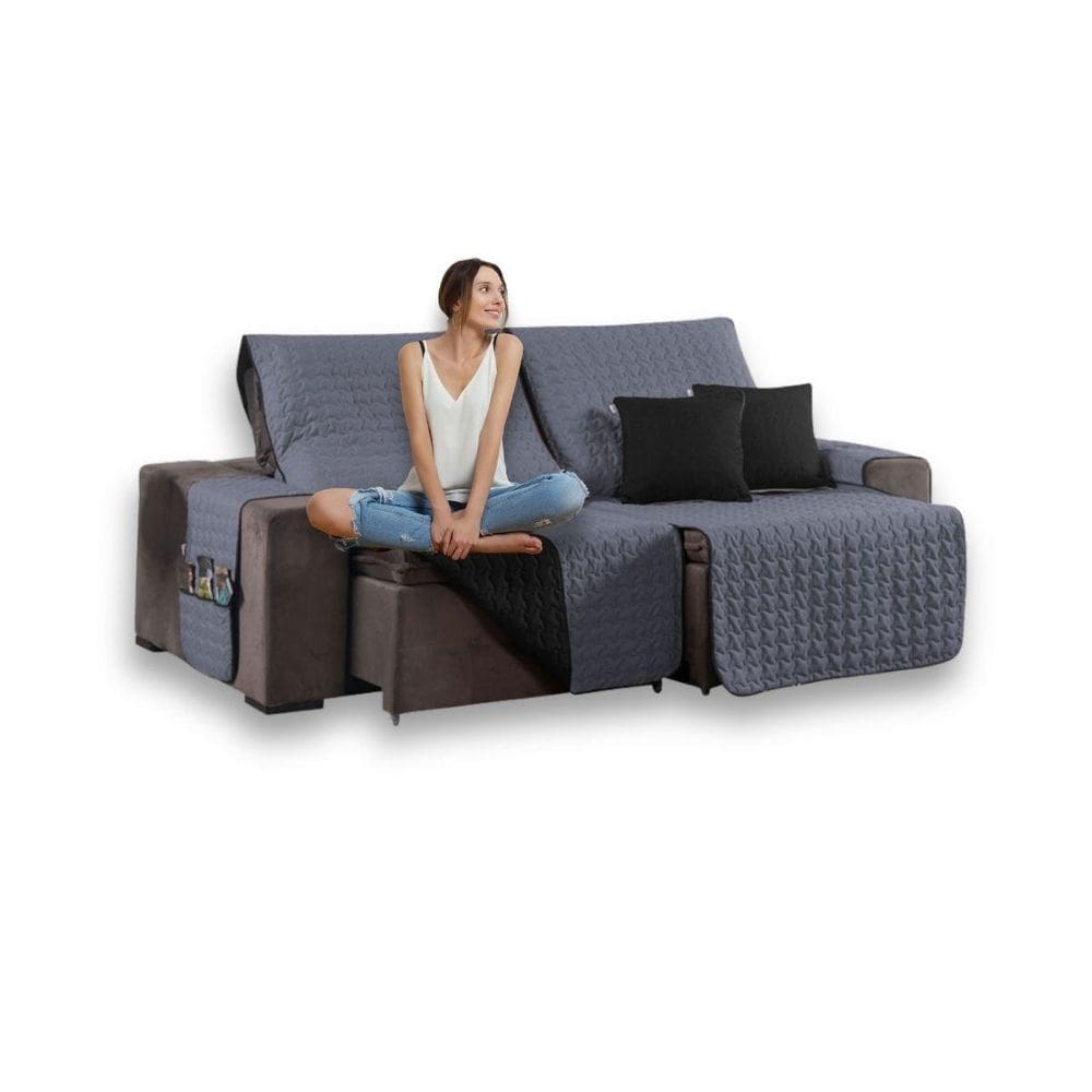 Kit 3Pçs Capa Sofá Retrátil Shield Matelada Dupla Face 400