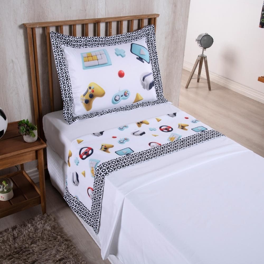 Jogo De Lençol Boy 3 Peças Solteiro Poliéster 300 Fios Jogos