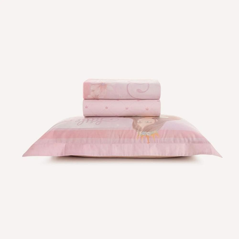 Jogo de Cama Infantil Solteiro Karsten 200 Fios 100% Algodão Princesinha