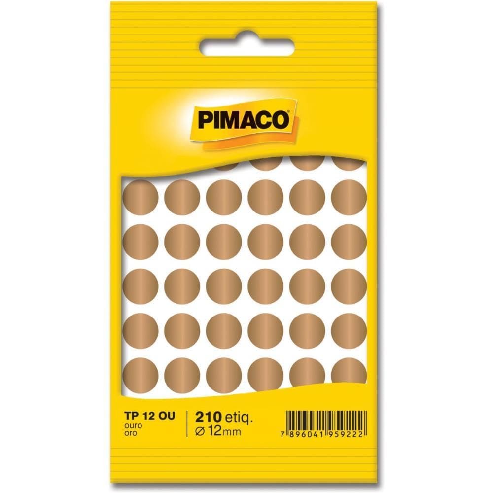 Etiqueta Redonda Tp-12 Ouro 12mm 210 etiq - Pimaco
