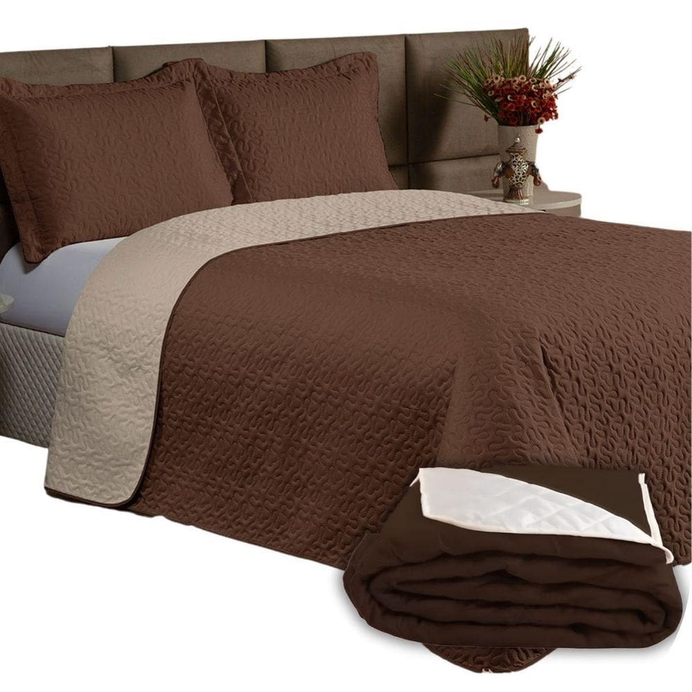 Kit Cobre Leito Casal Clara Dupla Face 3 Peças Porta