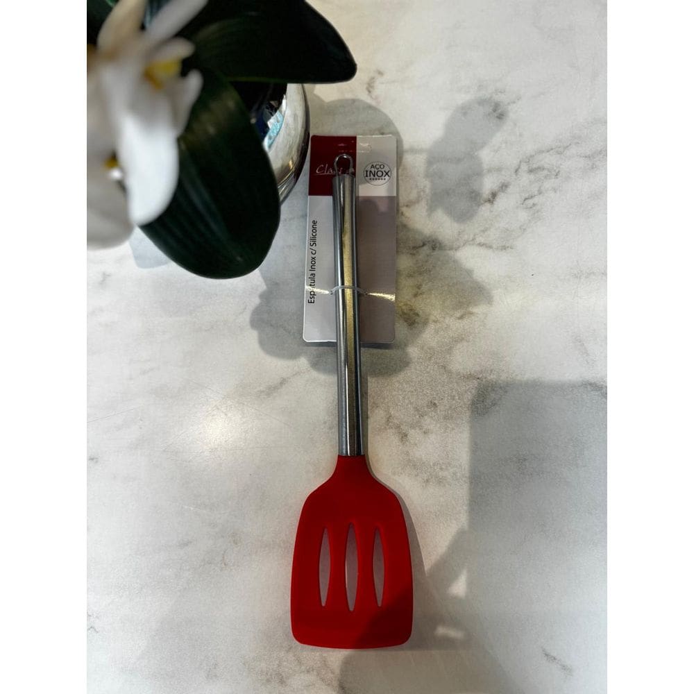 Espatula Vazada Inox C/ Silicone 36Cm