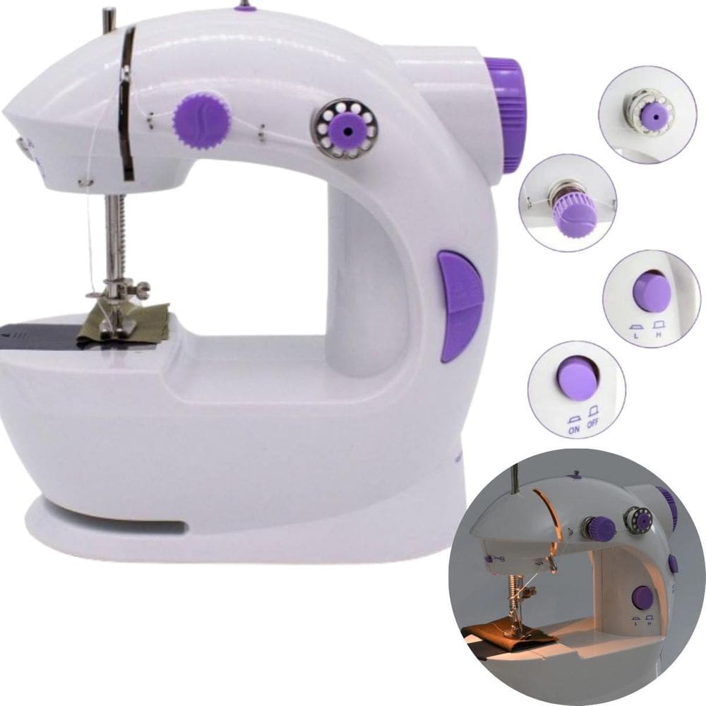 Máquina De Costura Portátil Compacta Costura Rápida Rosa