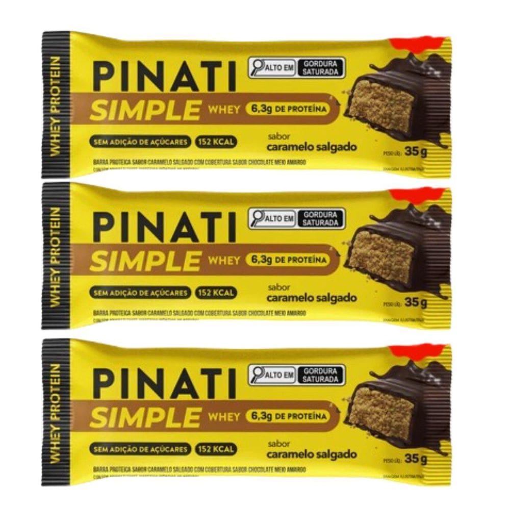 Kit 3 Barra Simple Whey Protein 10G Caramelo Salgado Pinati