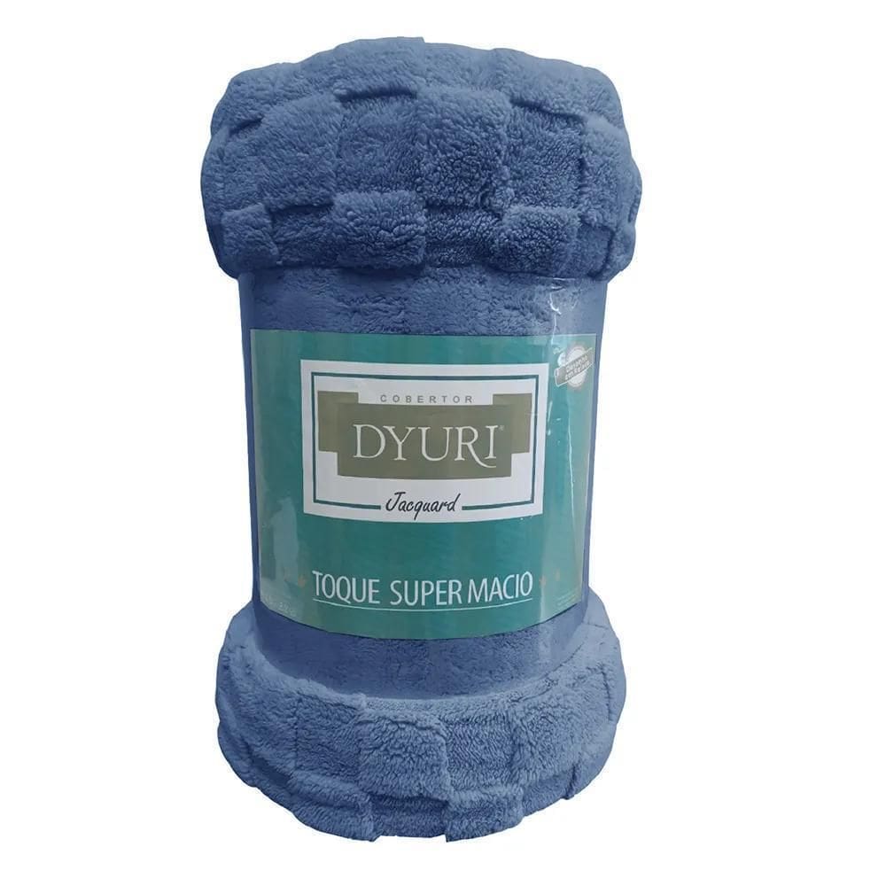 Cobertor Microfibra Casal Dyuri Square Jolitex Azul Marinho