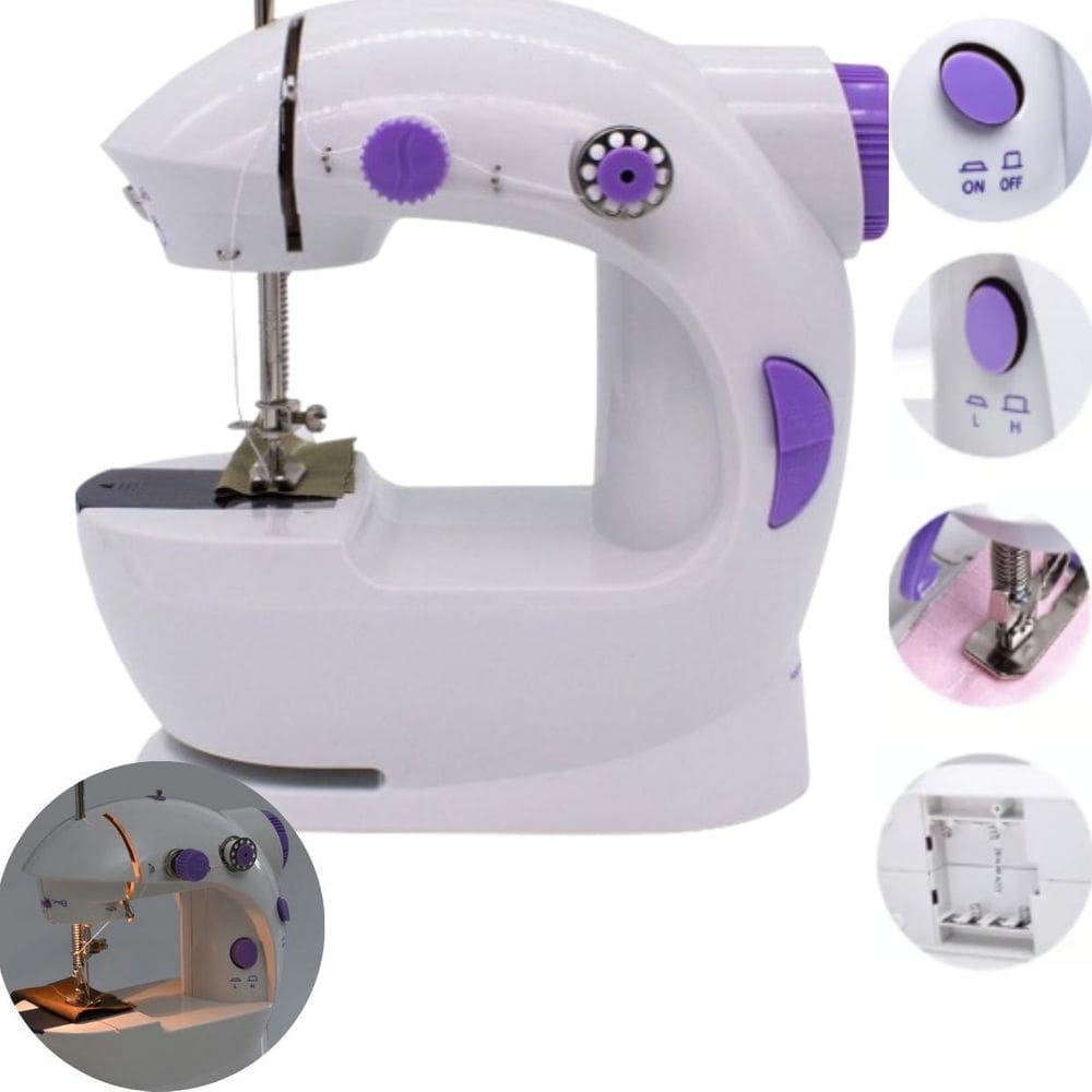 Máquina De Costura Portátil Portátil Bivolt Branca 110V 220V