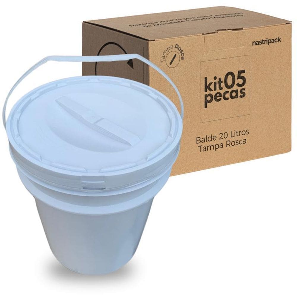 Balde Para Armazenar Peixe Tampa De Rosquear - Kit 5 Pçs