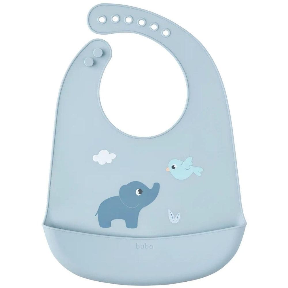 Babador Silicone Com Pega Migalhas Cloudy Azul - Buba