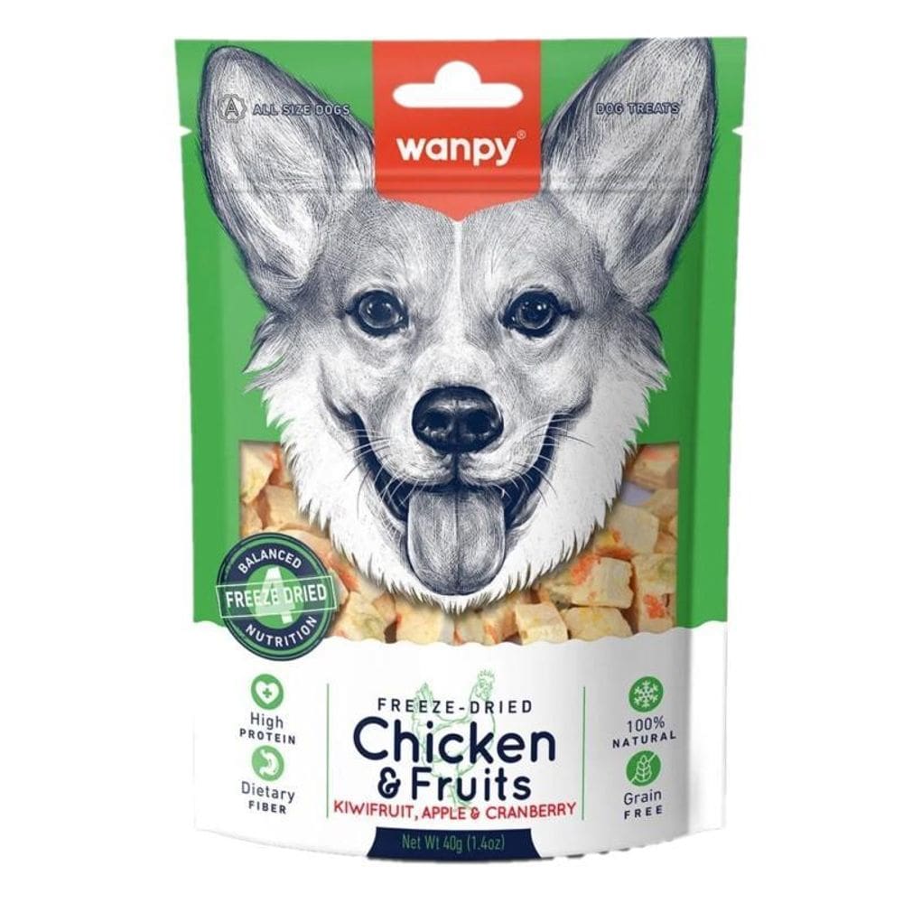 Petisco Para Cães Wanpy Freeze Dried Frango E Frutas - 40G