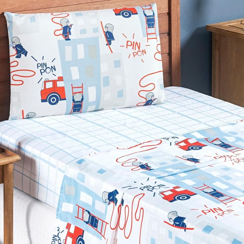 Lençol Infantil Menino Bouti Estampado 03 Peças 200 Fios