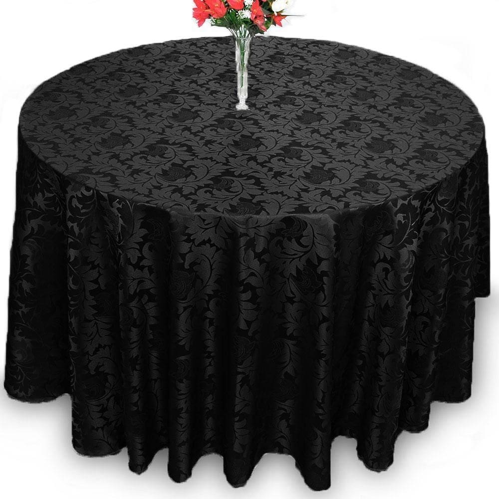 10 Toalha De Mesa Redonda Jacquard Preto 8 Lugares Festa