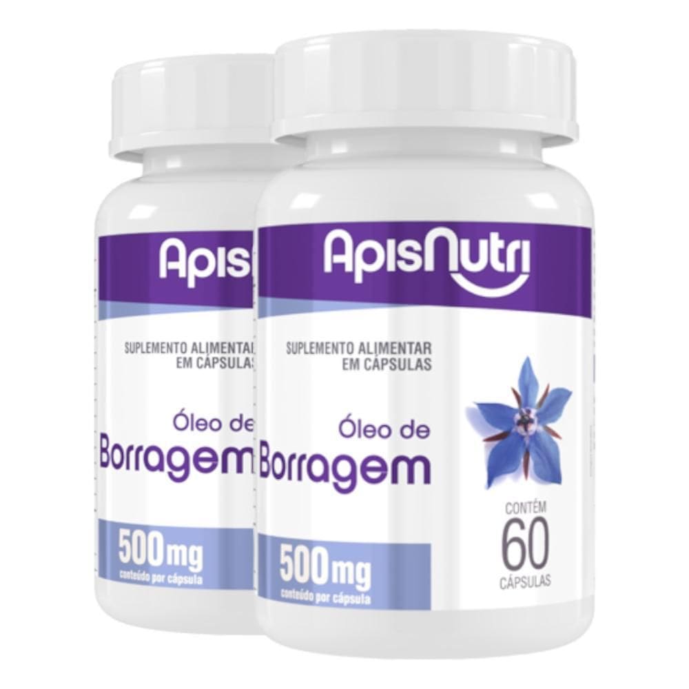Kit 2 Óleo De Borragem 500Mg Apisnutri 60 Cápsulas