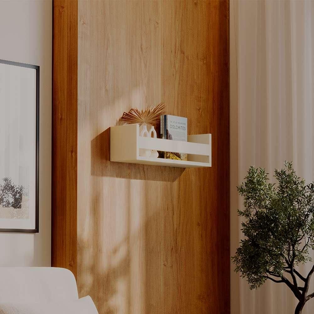 Prateleira Porta Objeto Bege Claro 70 x 12cm Suporte Invisivel
