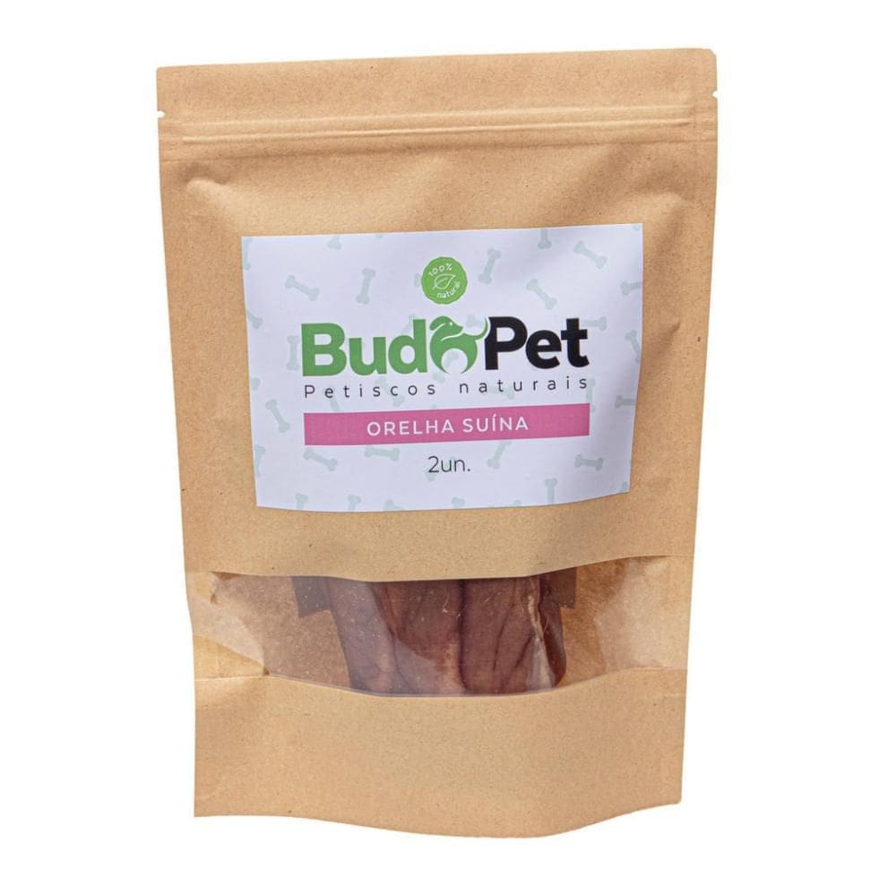 Petisco Natural Para Cachorro Budopet Orelha Suína 2 Un