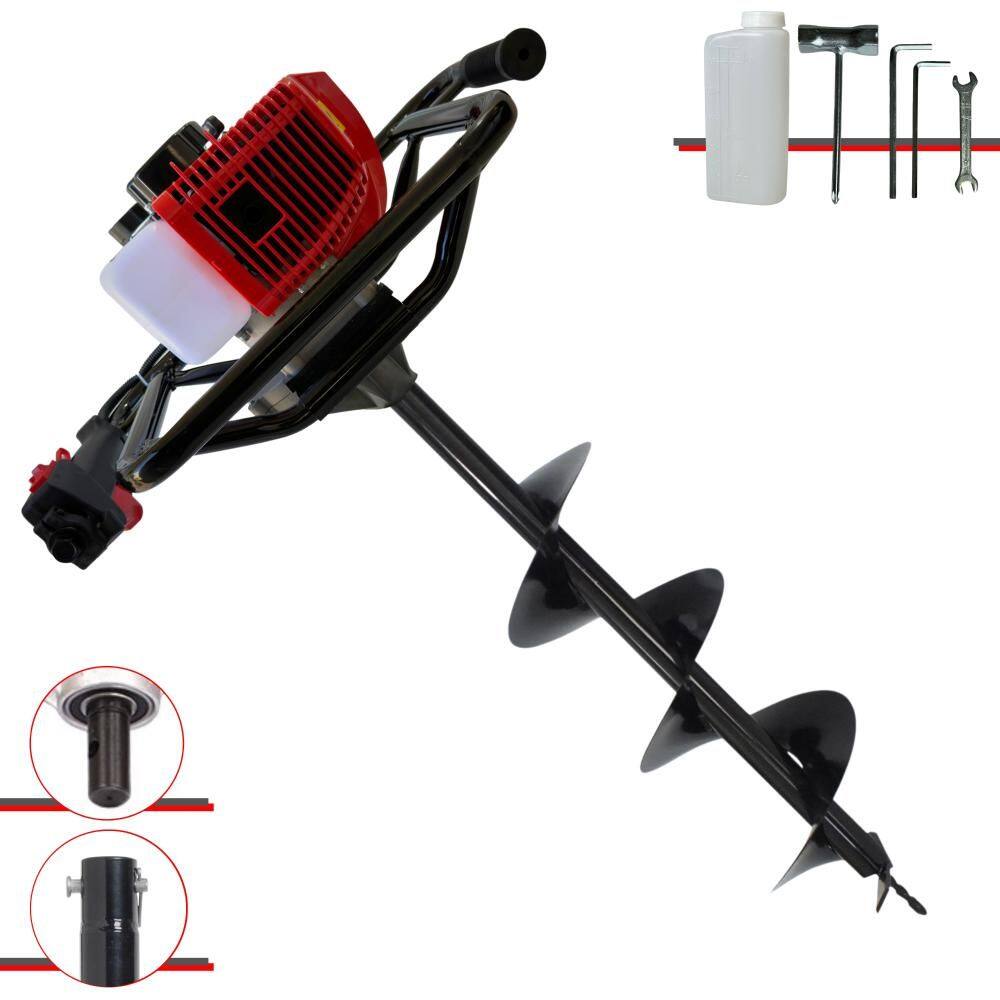 Trado Motorizado À Gasolina Anmax GD520B 2T 52cc 2,2HP 7.000rpm Perfurador de Solo Completo Com Broca 80x20cm