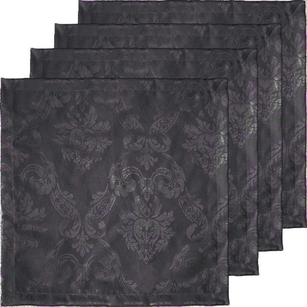 Kit 24 Guardanapo Jacquard Preto Festa Acabamento Bainha