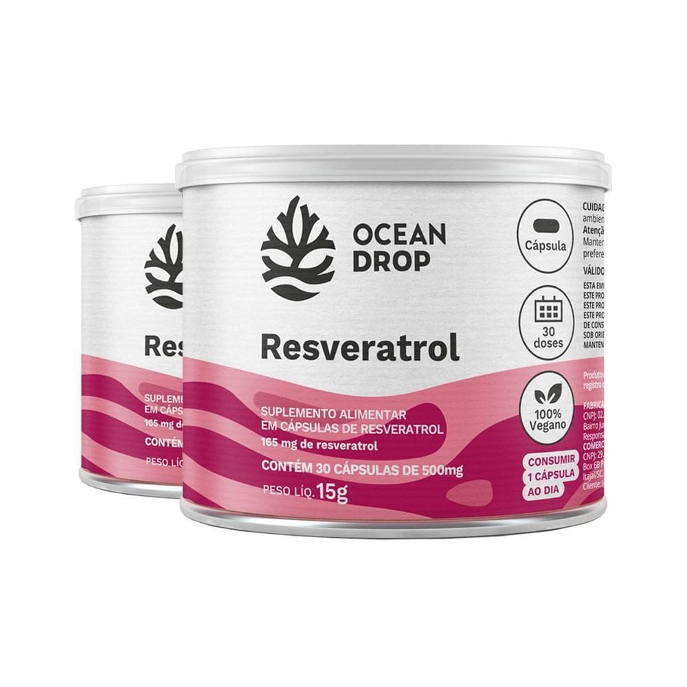 Kit 2 Resveratrol Ocean Drop Vegano 30 Cápsulas
