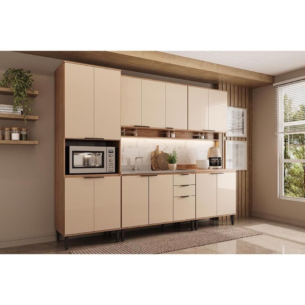 Cozinha Completa Carraro 5 Peças Alpha C5P129 Freijo/Off White