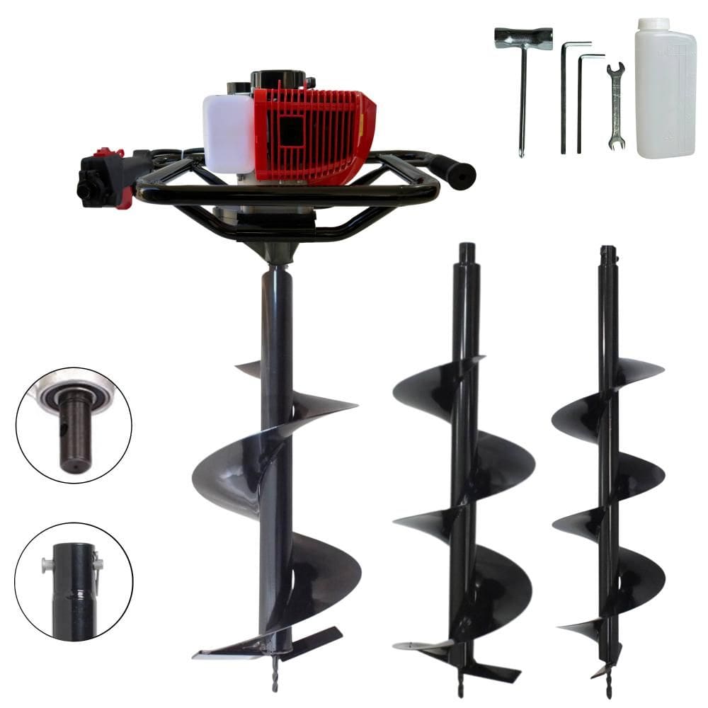 Perfurador de Solo Trado Motorizado Anmax GD520B À Gasolina 2T 52cc 2,2HP 7.000rpm + KIT 3 Brocas 80x20cm, 80x25cm e 80x30cm P/ Elevação de Cercas