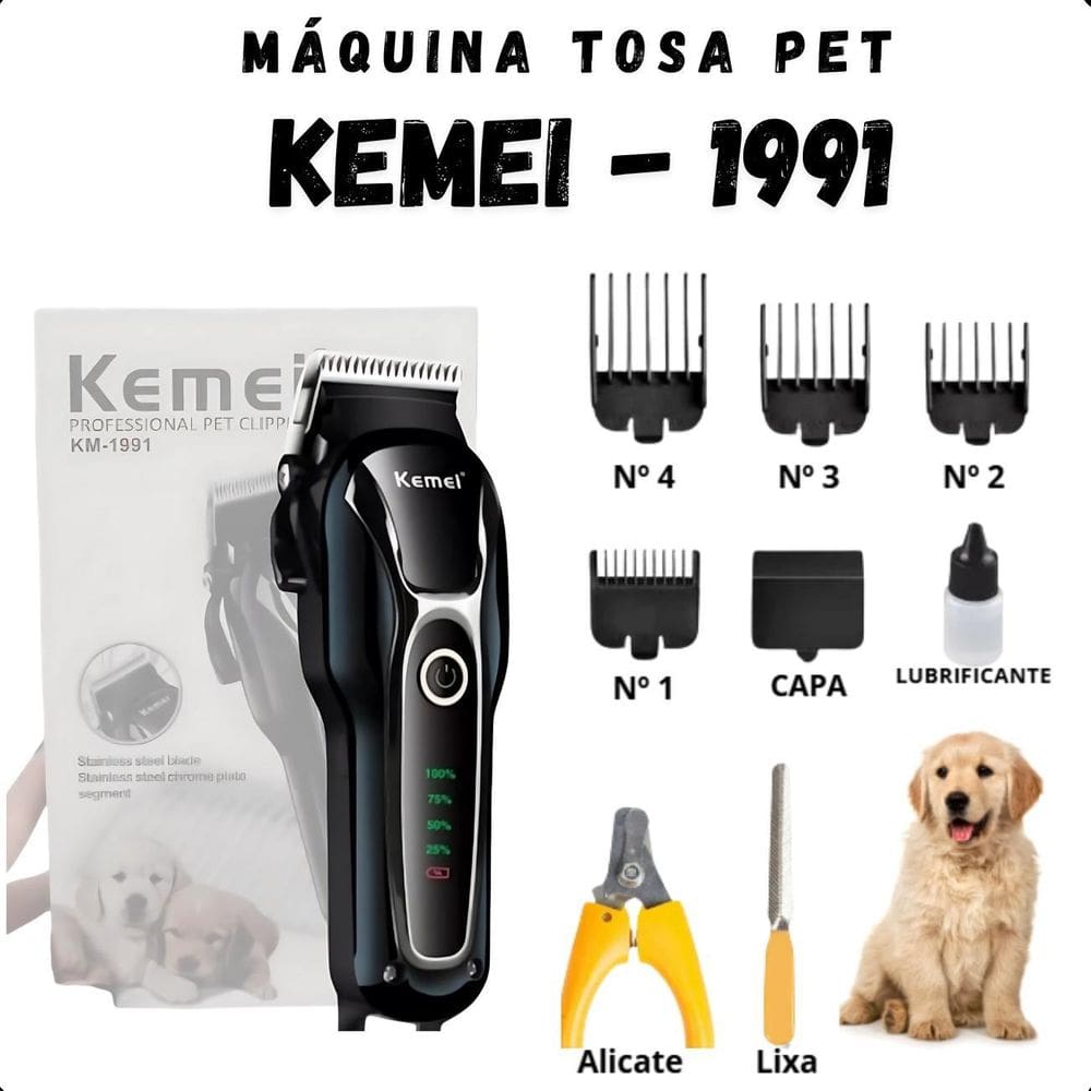 Kemei Km-1991 Máquina De Tosa Portátil E Recarregável