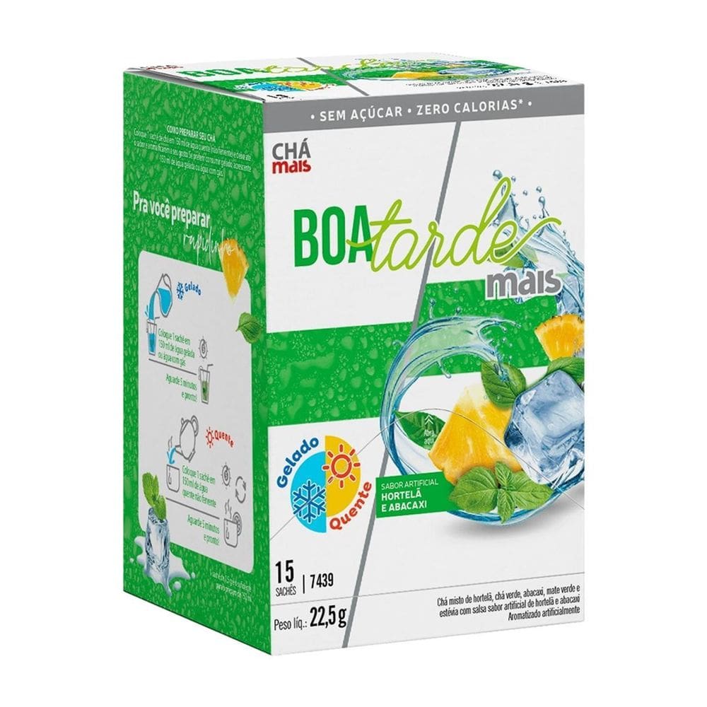 Chá Gelado Chámais Boa Tarde Hortelã Abacaxi 15 Sachês