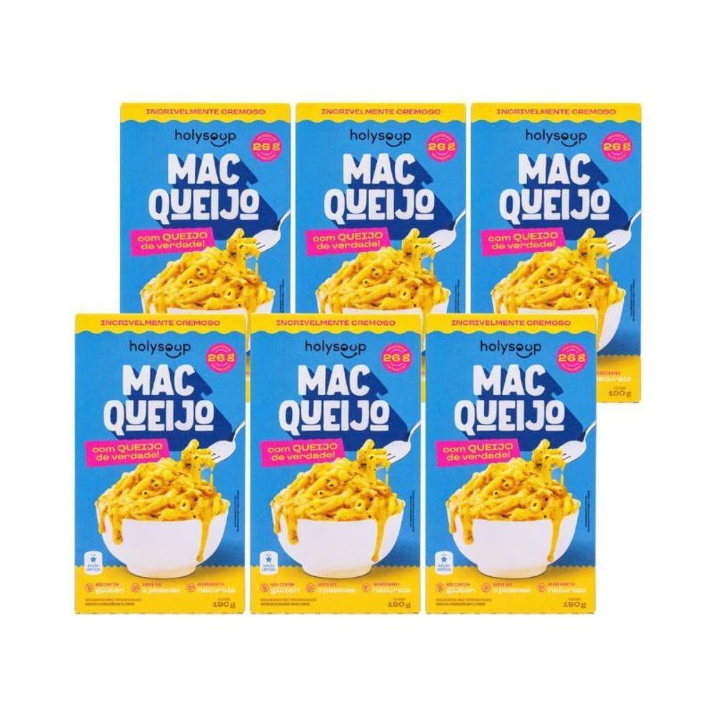 Kit 6X: Macarrão Macqueijo Sem Glúten Holysoup 190G