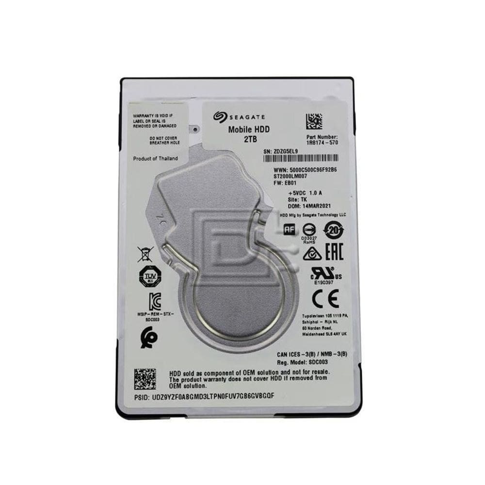 Hd Sata Seagate St2000Lm007 1Tb Notebook Slin  Fino  Branco