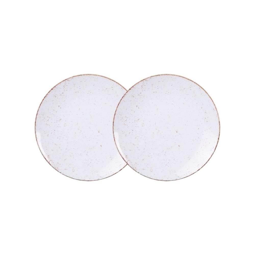 Jogo de Pratos Sobremesa Rústico 2 Peças 21 cm Porcelana Decorada Tramontina