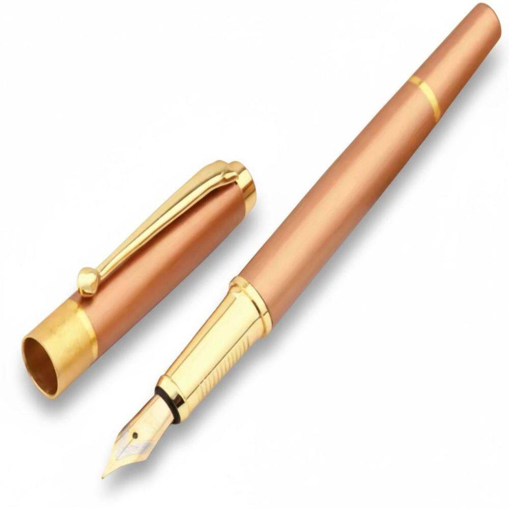 Caneta Tinteiro Pena Rose Gold Premium 0,5Mm Presente Luxo