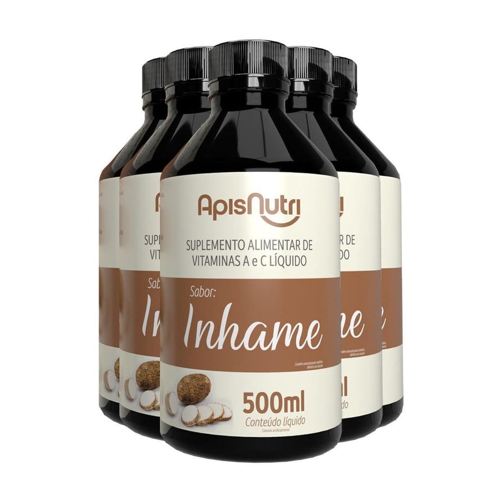 Kit 5 Elixir De Inhame Vitamínico 500Ml Apisnutri