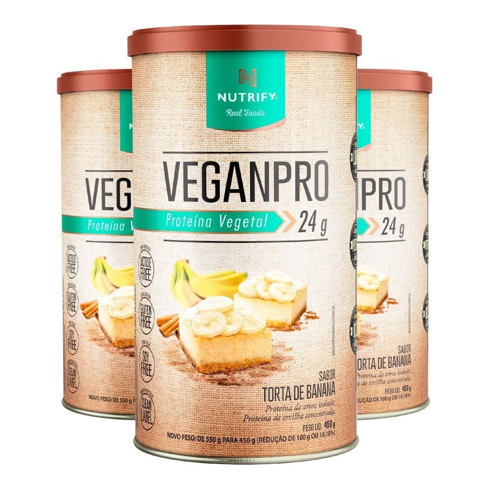 Kit 3 Proteína Vegetal Torta Com Banana Nutrify 450G