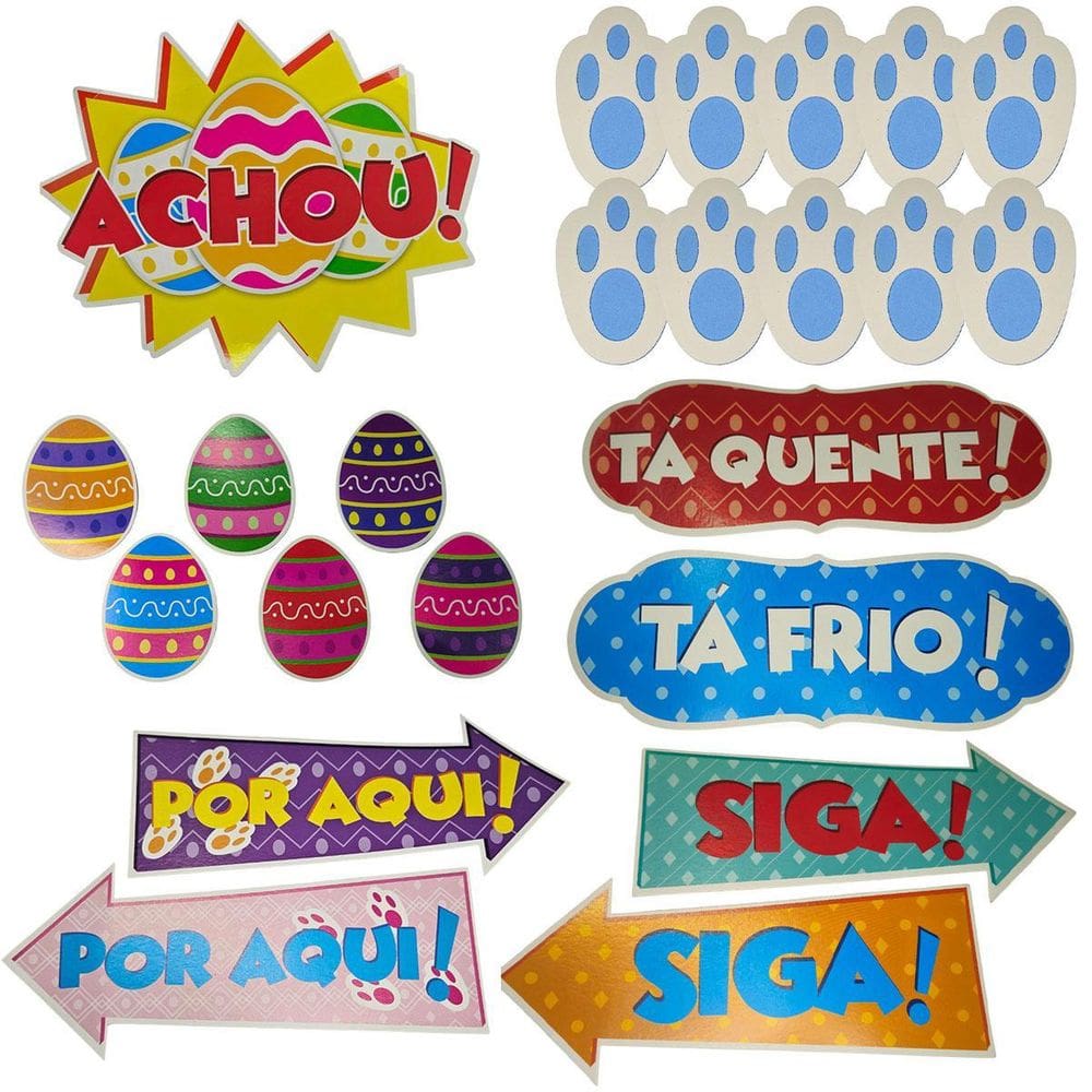 Kit Pegada Caça Ovos Pascoa Coelho Brincadeira De Criança