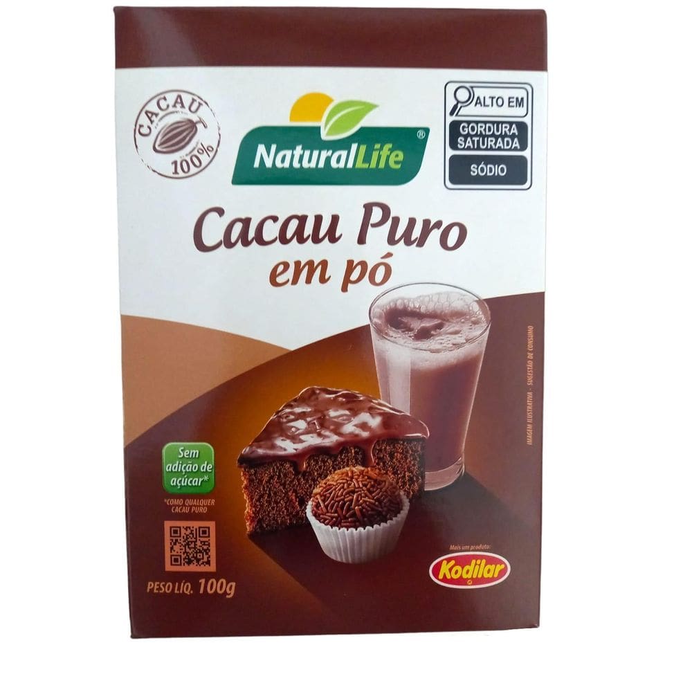 Cacau Puro Sem Açúcar 100G Natural Life - Kodilar