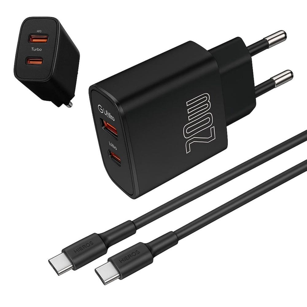 Carregador Preto Turbo Para Smartphones Tipo C