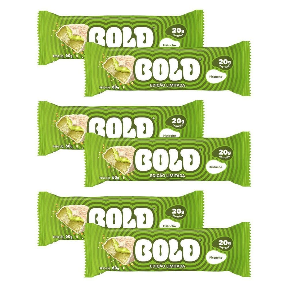 Kit 6 Barra De Proteina 20G Pistache 60G Snack Cremoso Bold