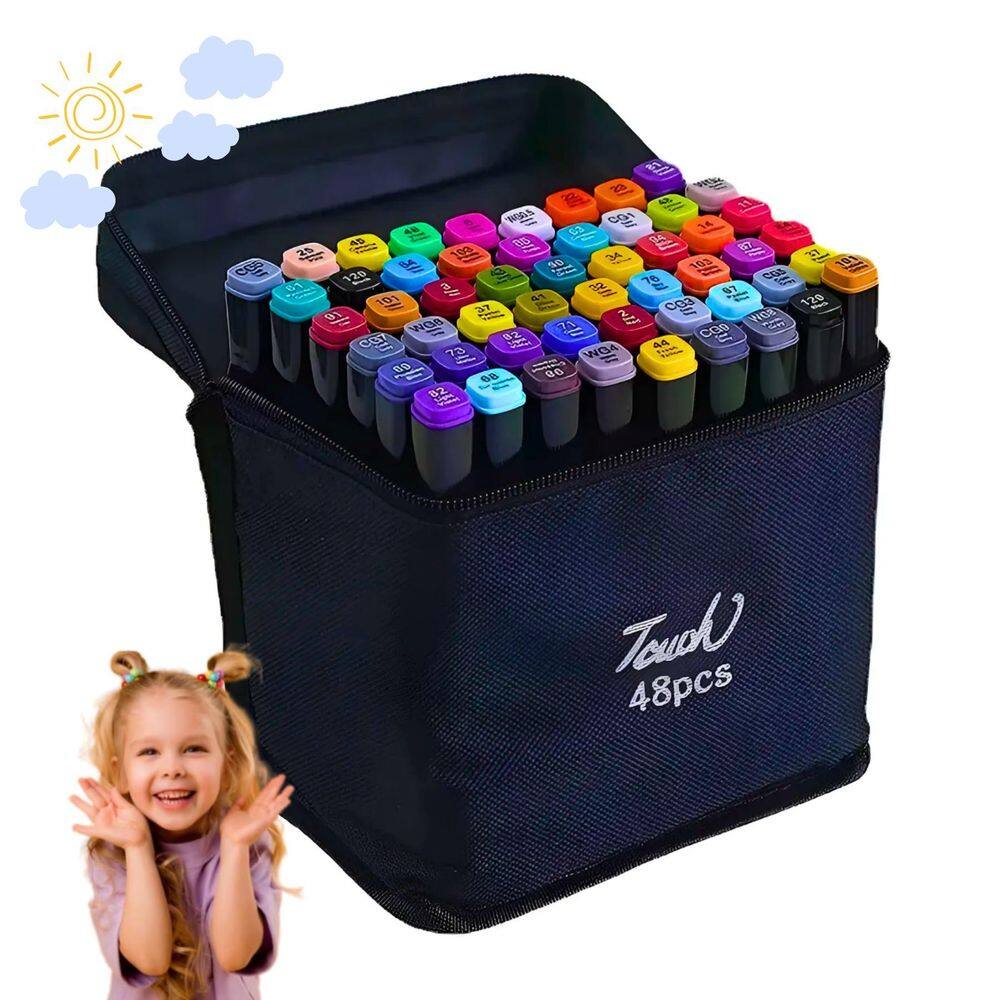 Caneta Touch Marcador 48 Cores Ponta Dupla Colorir