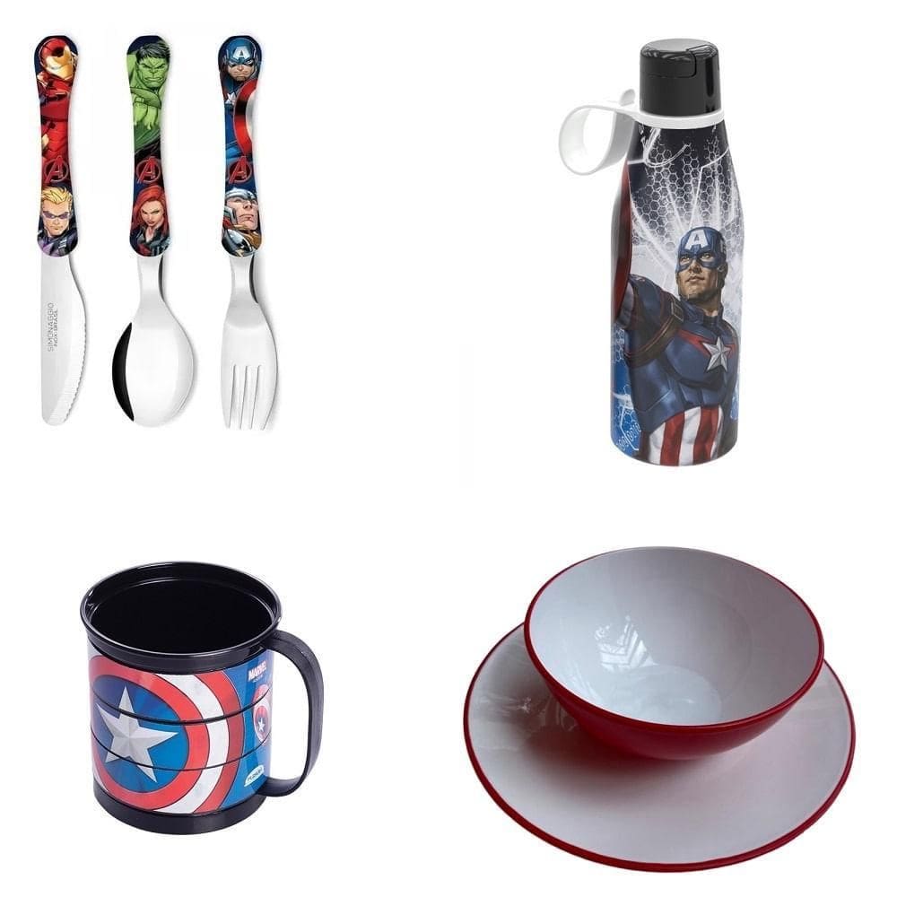 Conjunto Refeicao Capitão America - Avengers - Com Faqueiro