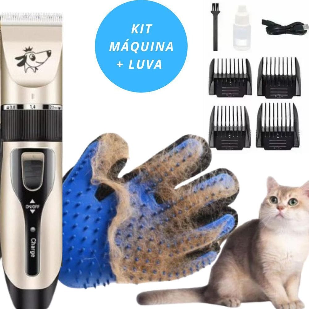 Kit Tosa Pet + Luvas Tira Pêlos Leve Para Transporte
