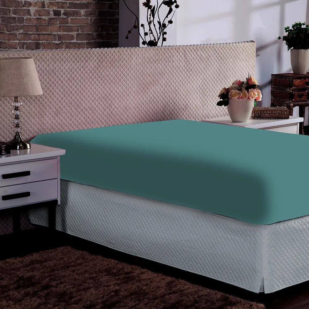 Lençol King Elástico Doce Vida - Portallar Verde Tempestade