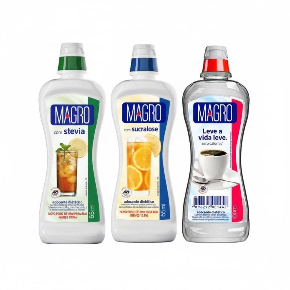 Mix 3 Adoçantes Sucralose Stevia E Zero Calorias Magro