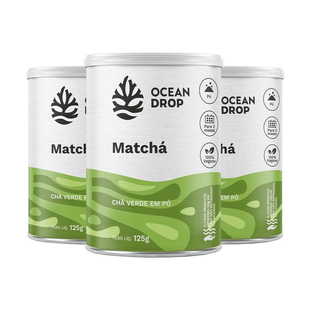 Kit 3 Matchá Chá Verde Ocean Drop Vegano 125G
