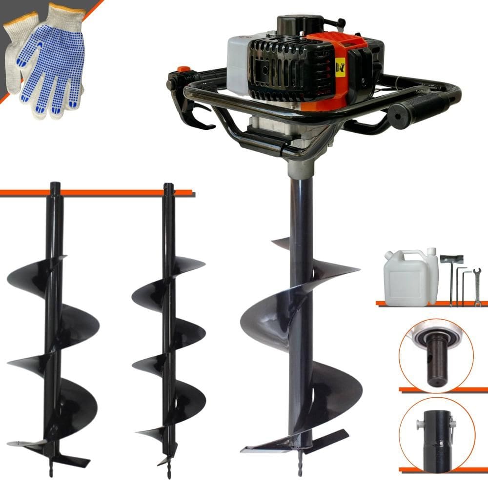 Perfurador de Solo Profissional Vant VPS52 À Gasolina 2T 52cc 2HP de Potência + KIT 3 Brocas 80X20 80X25 80X30 Para Plantio e Construção Civil