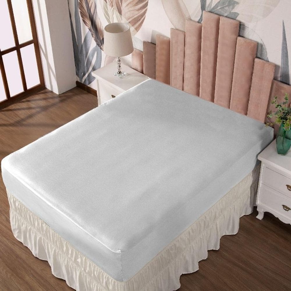 Lençol Queen Com Elástico Prático Malha Lisa 1 Peça