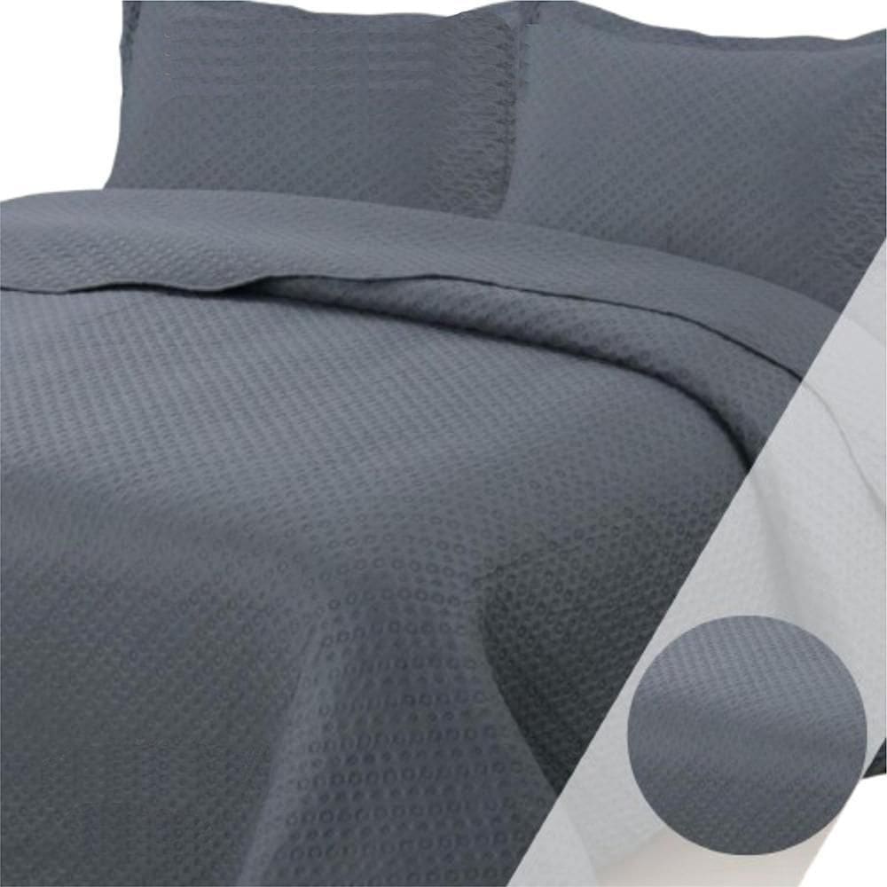 Colcha Queen Bouti Dupla Face 03 Peças - Cinza