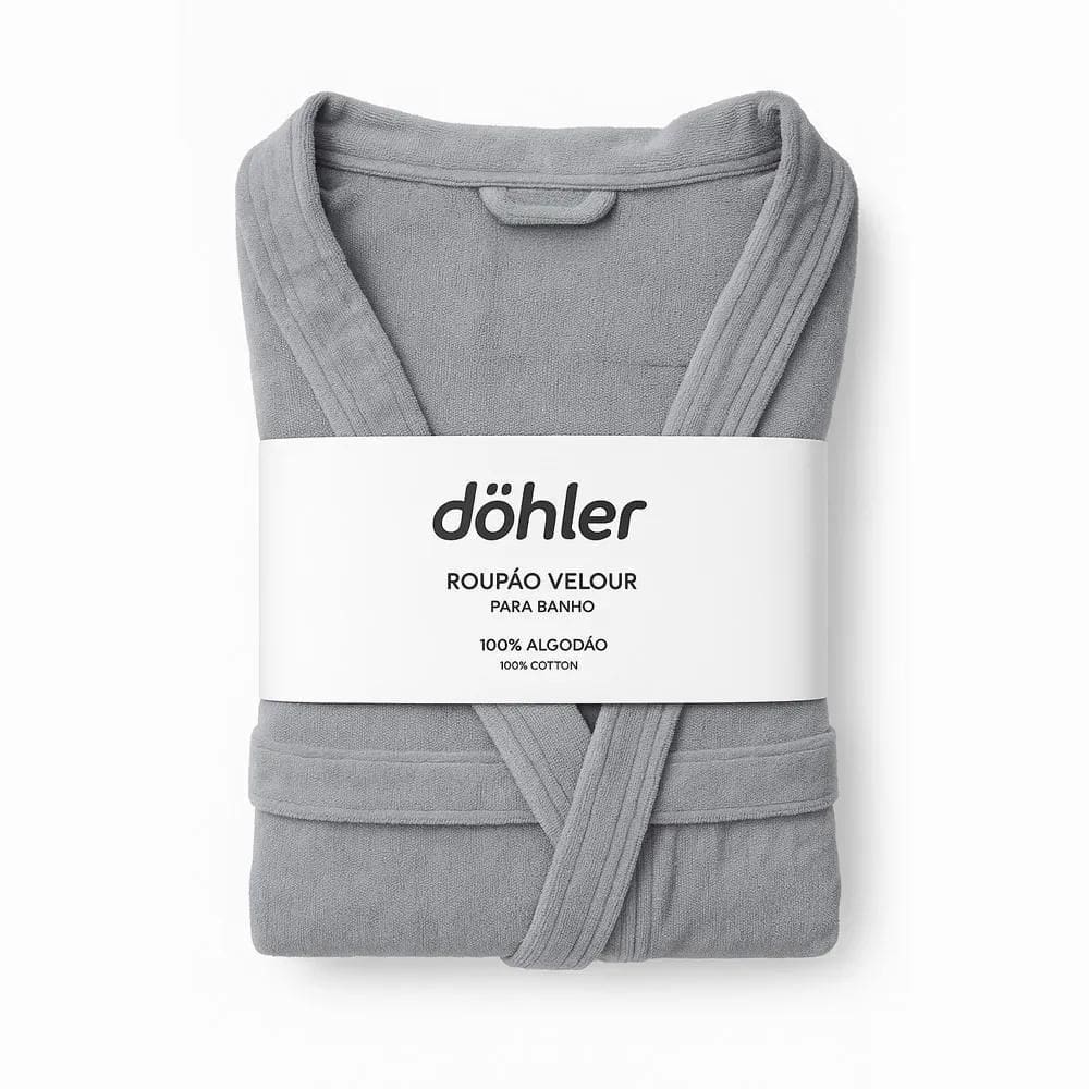 Roupão De Banho Adulto Velour Tamanho M - Dohler Cinza 10784