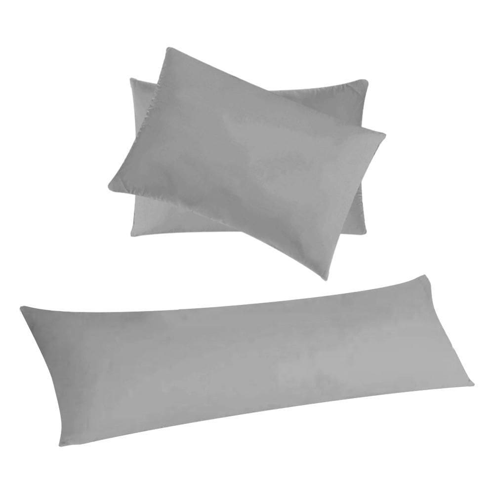 Capa Travesseiro Xuxão 1,30X0,40 + 2 Fronhas Algodão Cinza